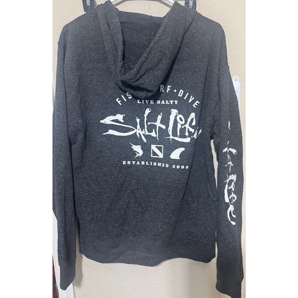 Salt Life Men’s Full Zip Sweatshirt Hoodie sz L Charcoal Grey cotton blend soft - Picture 2 of 6